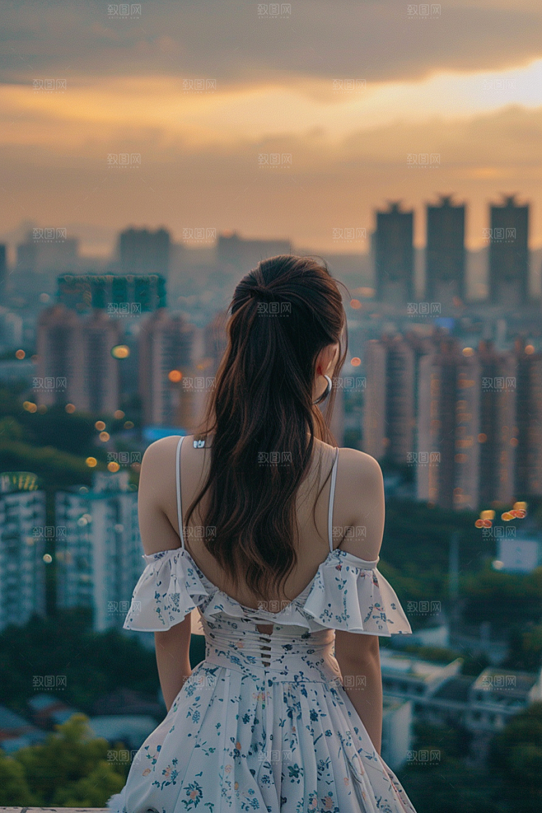 女生旅行背影高清风光摄影图