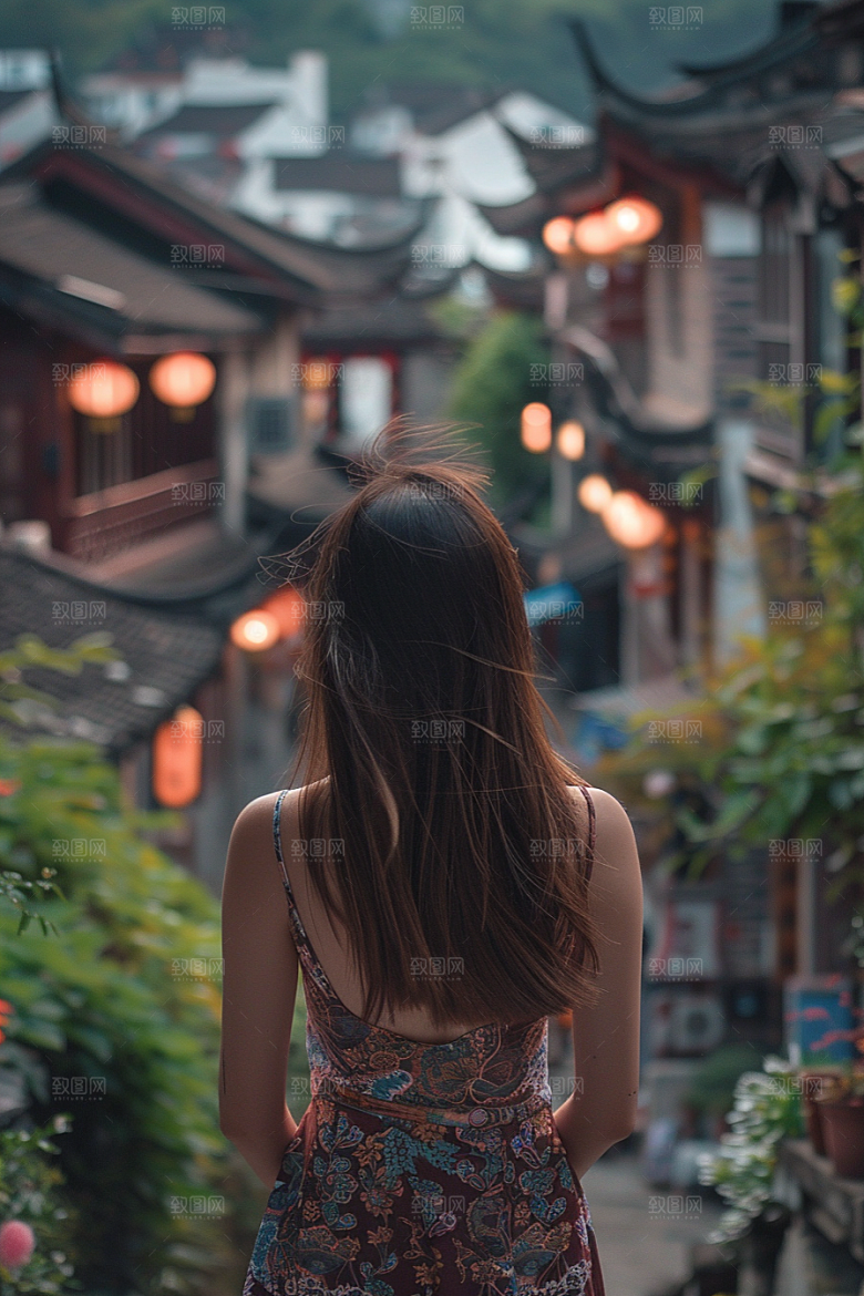 女生旅行背影辽阔人物摄影图