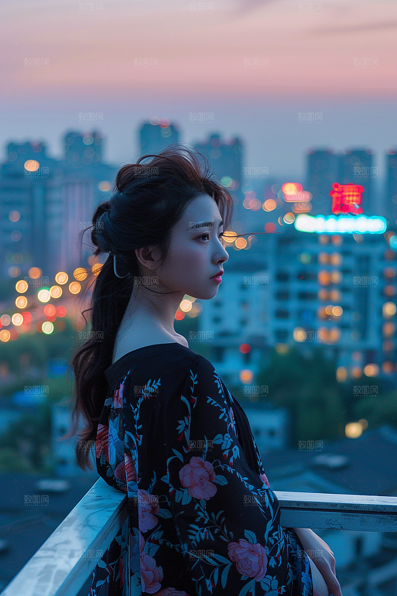 女生旅行背影徒步自然摄影图