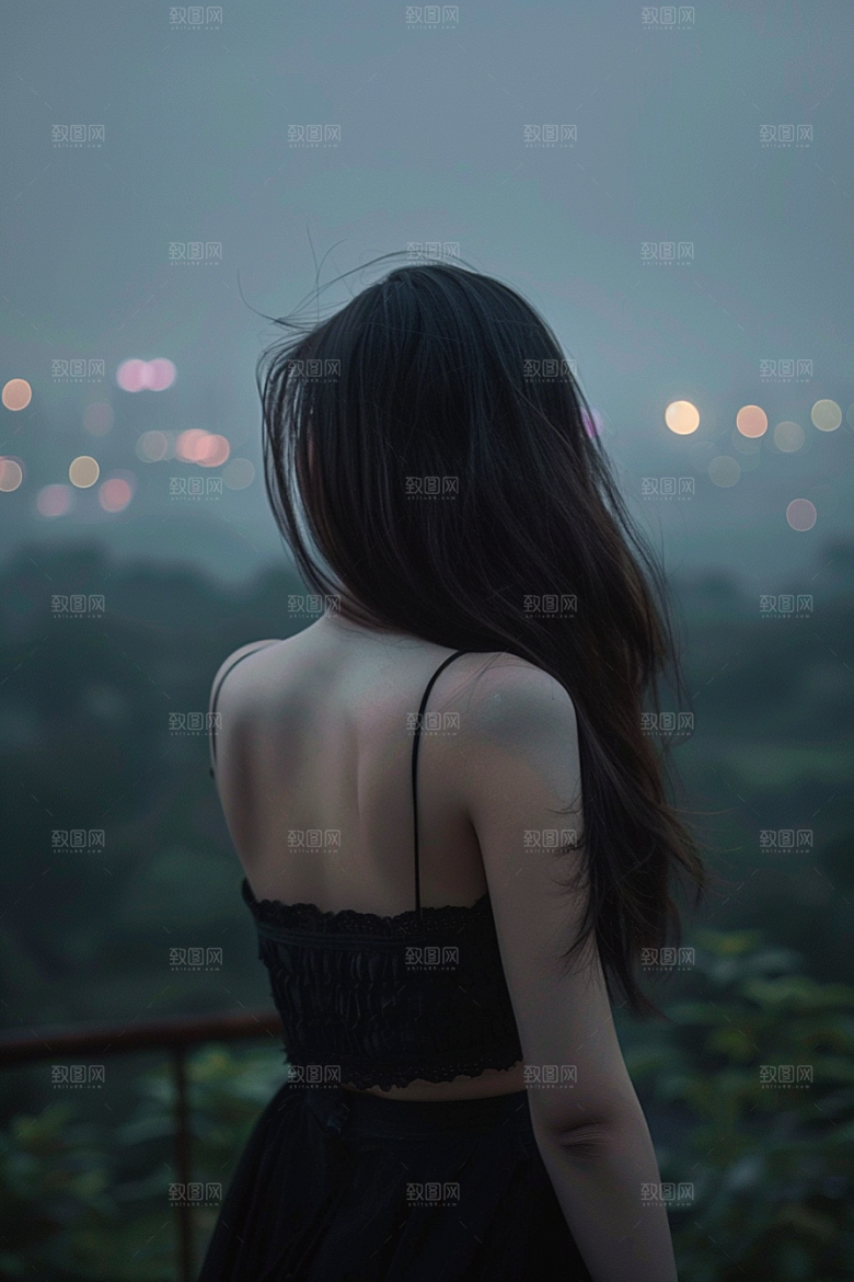 女生旅行背影徒步人物摄影图