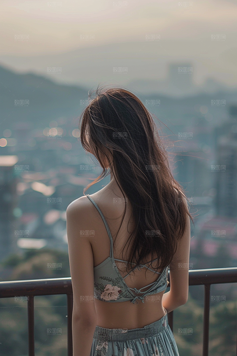 女生旅行背影户外人物摄影图