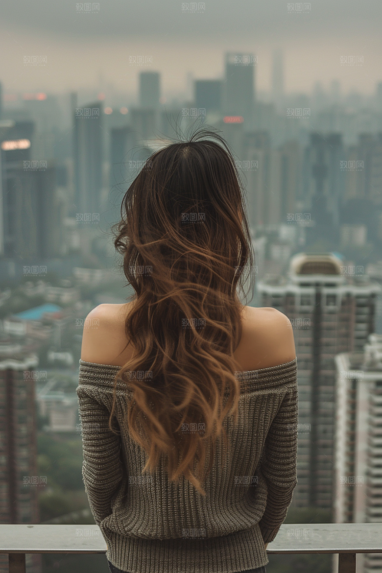 女生旅行背影风光高清摄影图