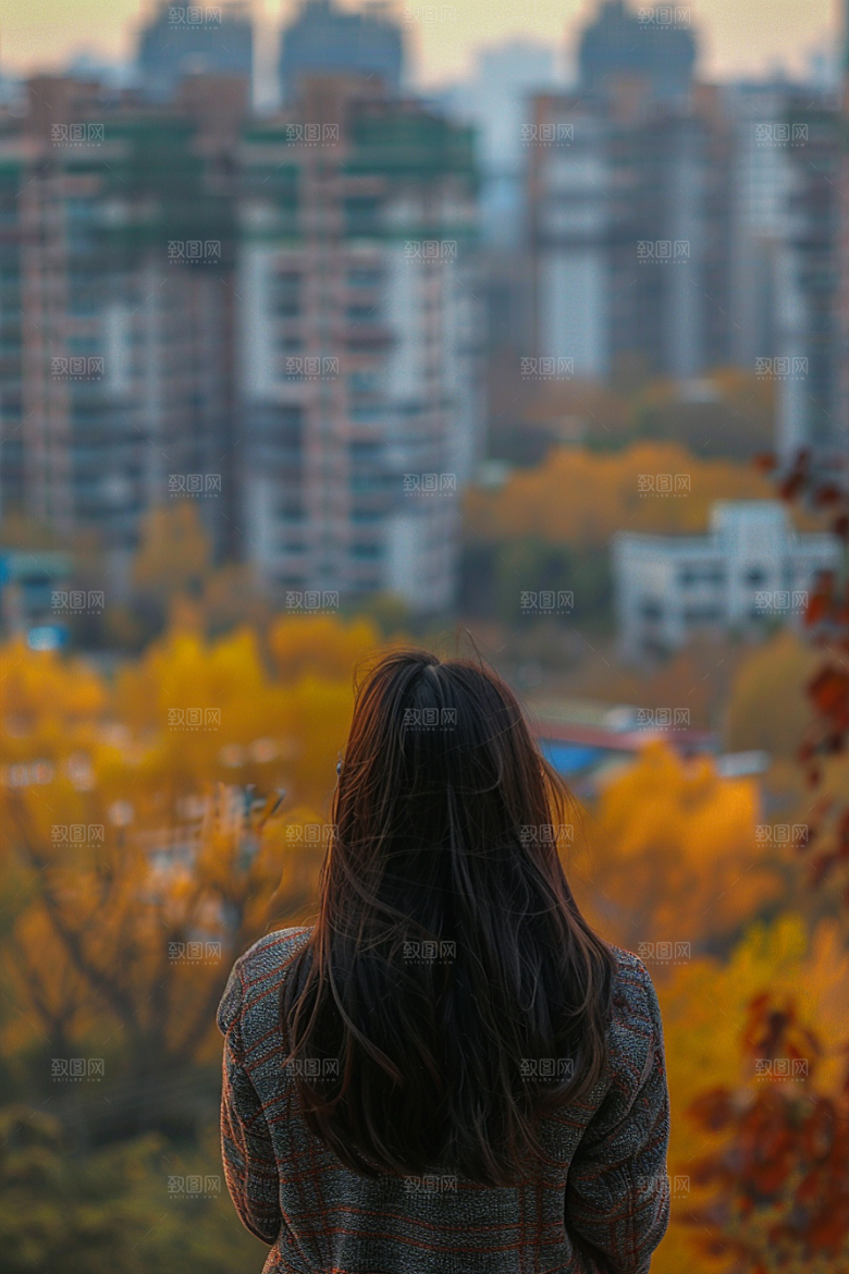 女生旅行背影风光自然摄影图