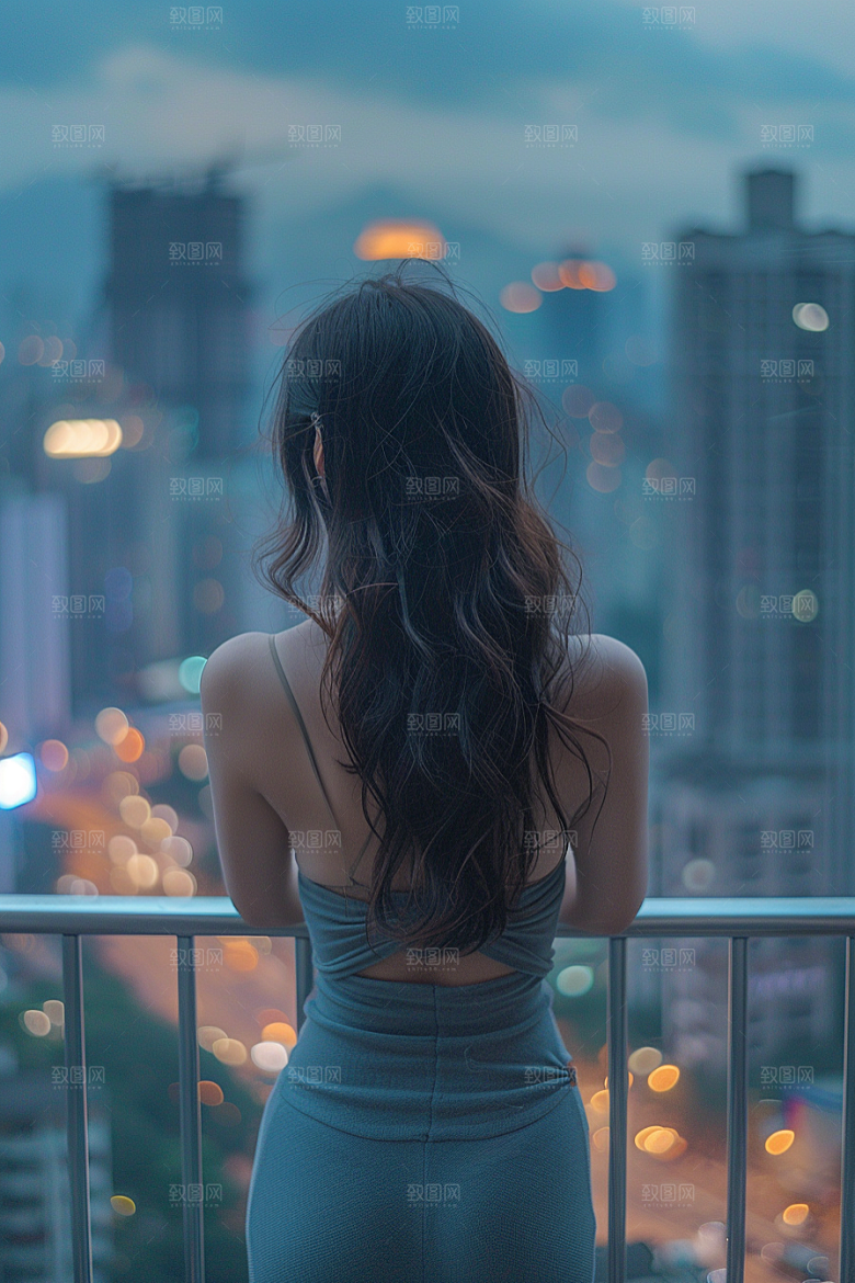 女生旅行背影徒步风光摄影图