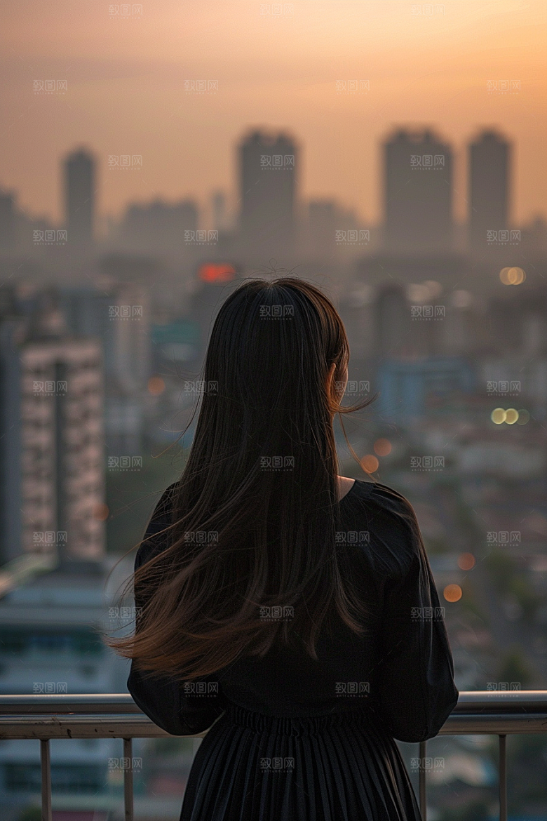 女生旅行背影徒步唯美摄影图