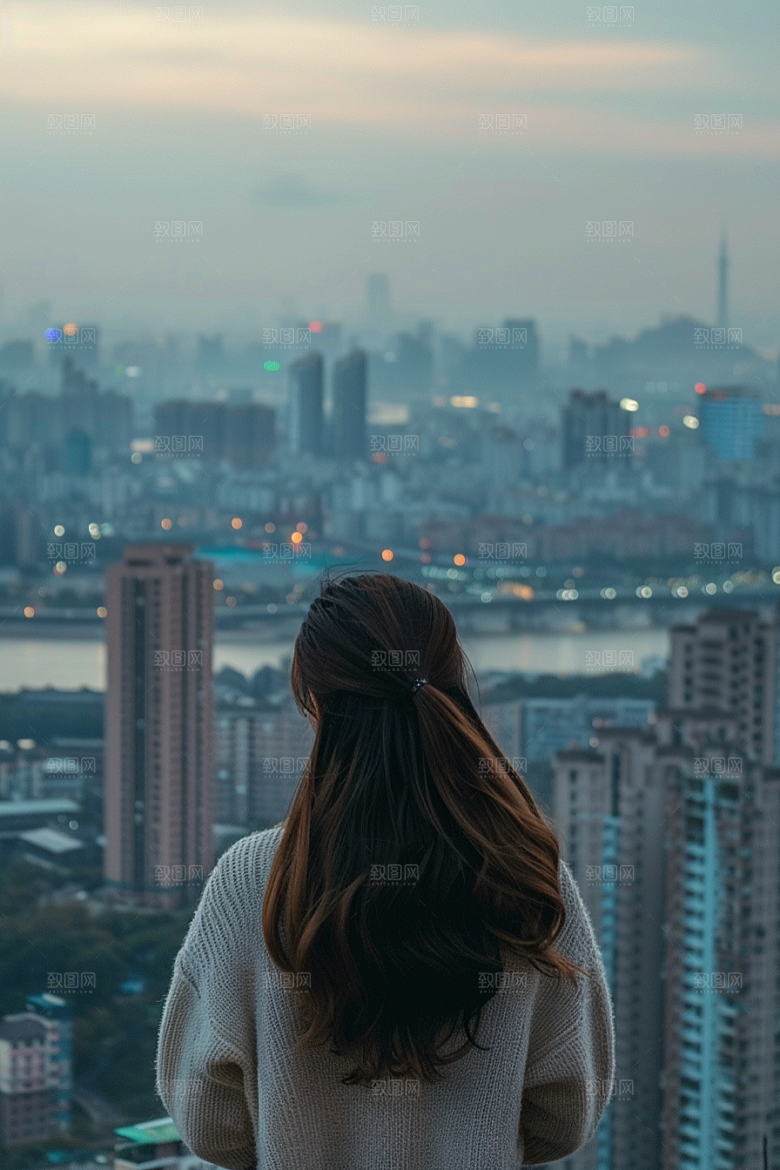 女生旅行背影徒步高清摄影图