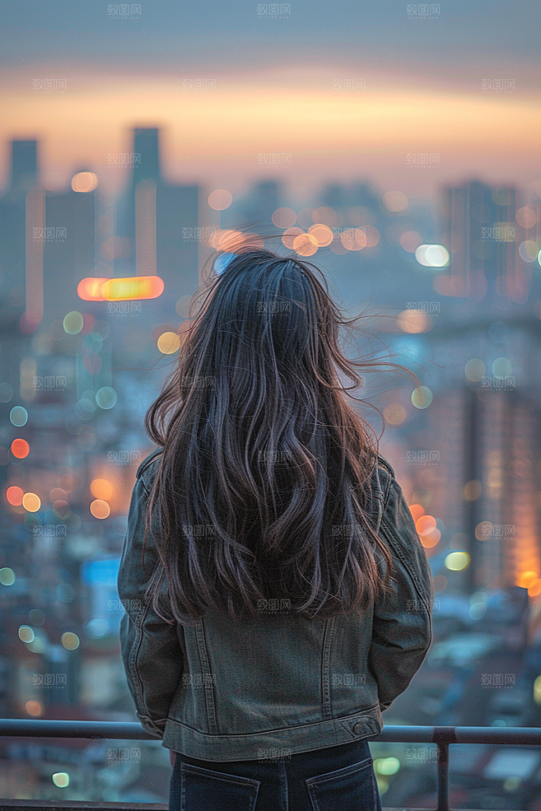 女生旅行背影徒步探险摄影图