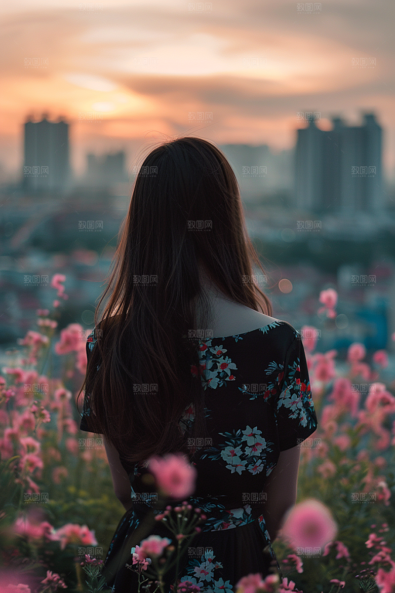 女生旅行背影户外旅游摄影图