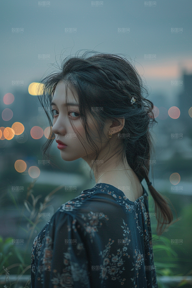 女生旅行背影自然徒步摄影图