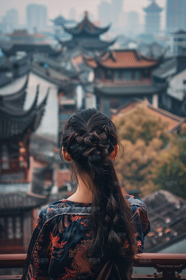 女生旅行背影辽阔旅游摄影图