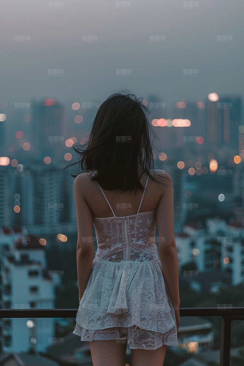 女生旅行背影辽阔高清摄影图