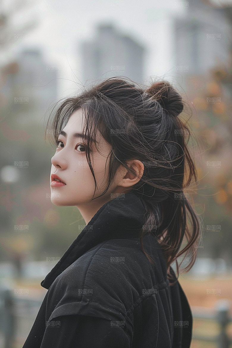 女生旅行背影徒步风光摄影图