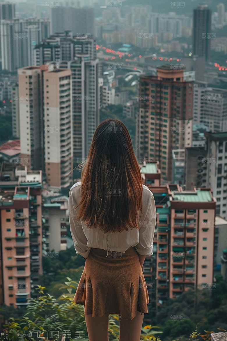 女生旅行背影风光人物摄影图