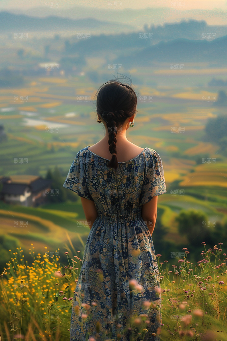 女生旅行背影户外高清摄影图
