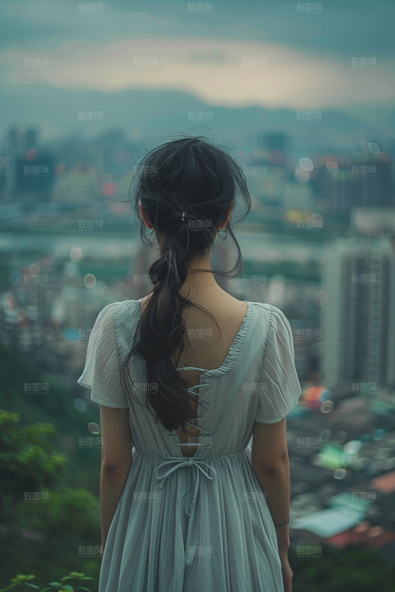 女生旅行背影探险高清摄影图