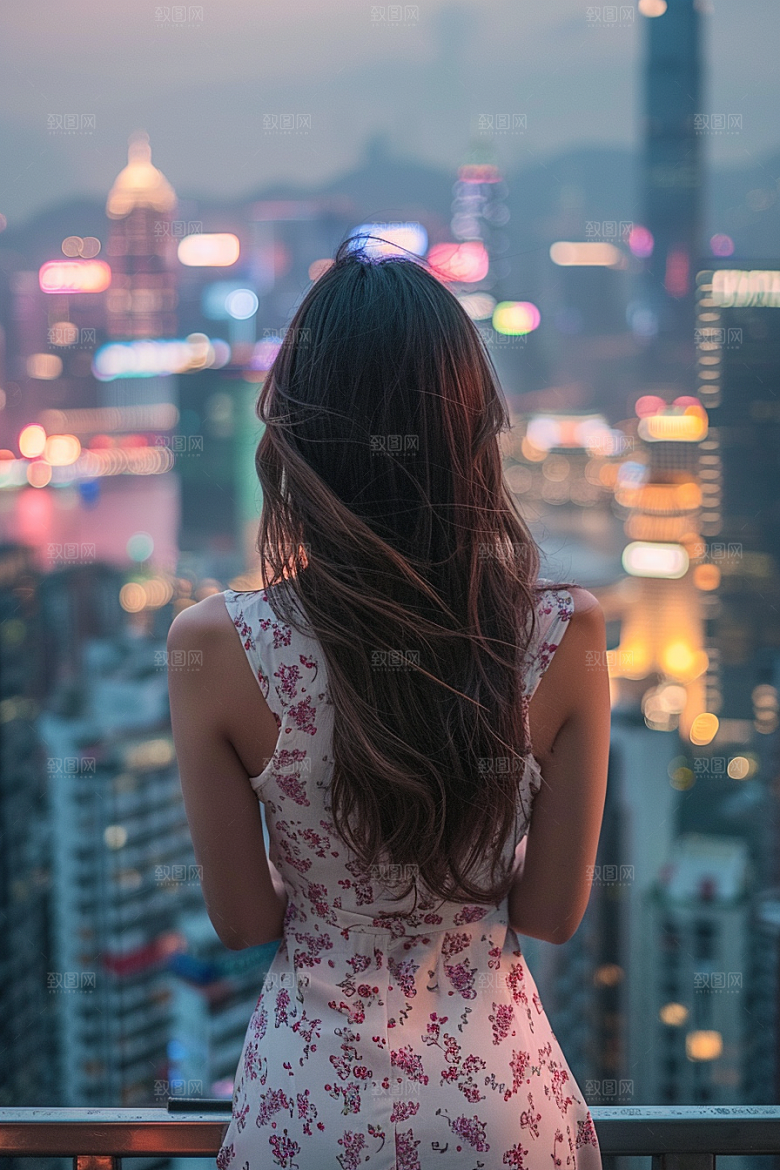 女生旅行背影自由行人物摄影图