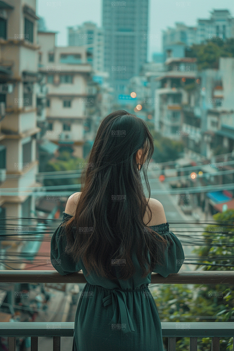 女生旅行背影徒步探险摄影图