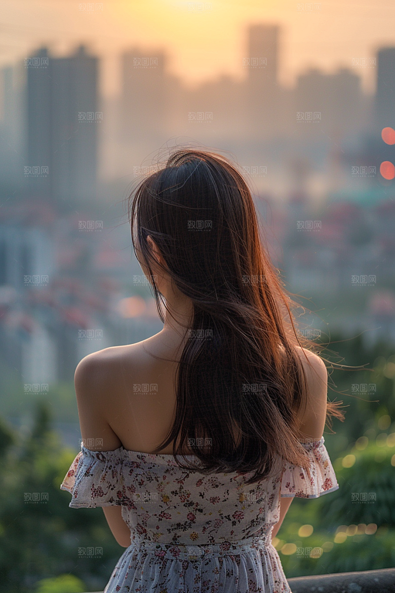 女生旅行背影户外旅游摄影图