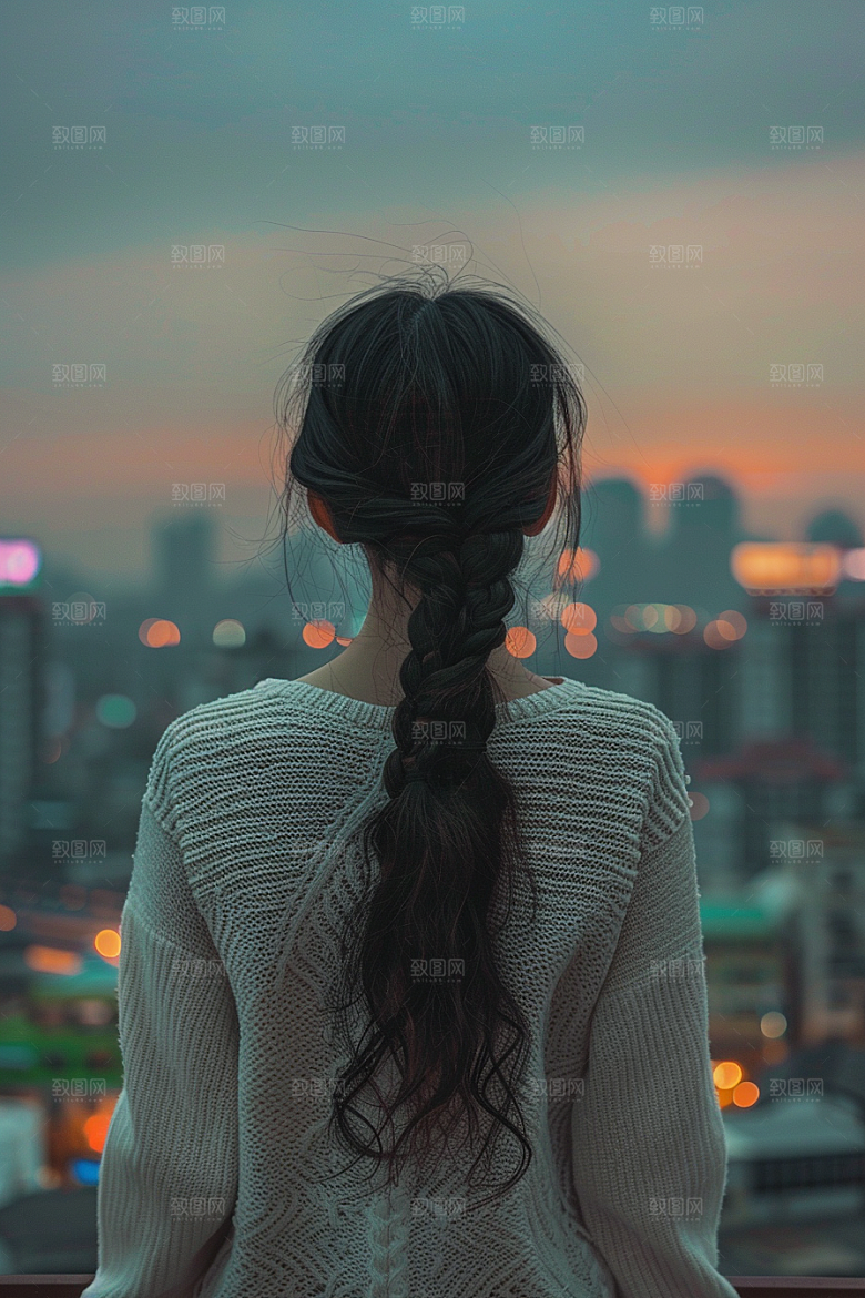 女生旅行背影风光高清摄影图
