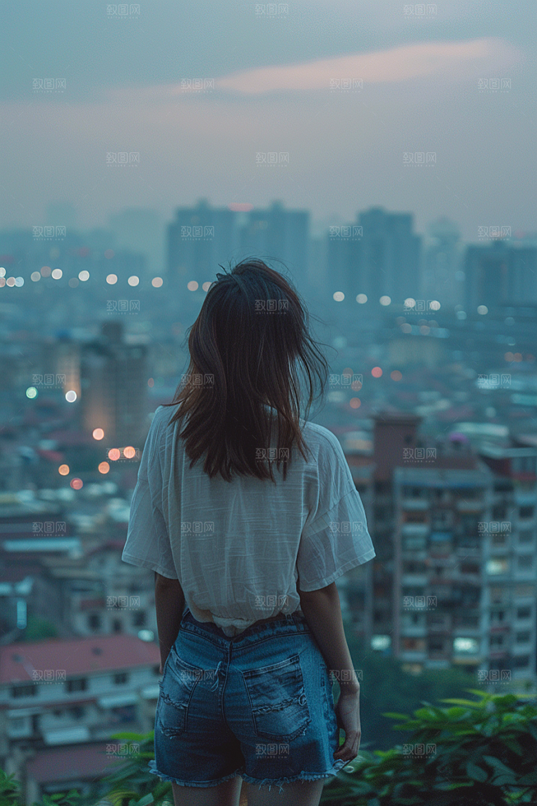 女生旅行背影风光唯美摄影图