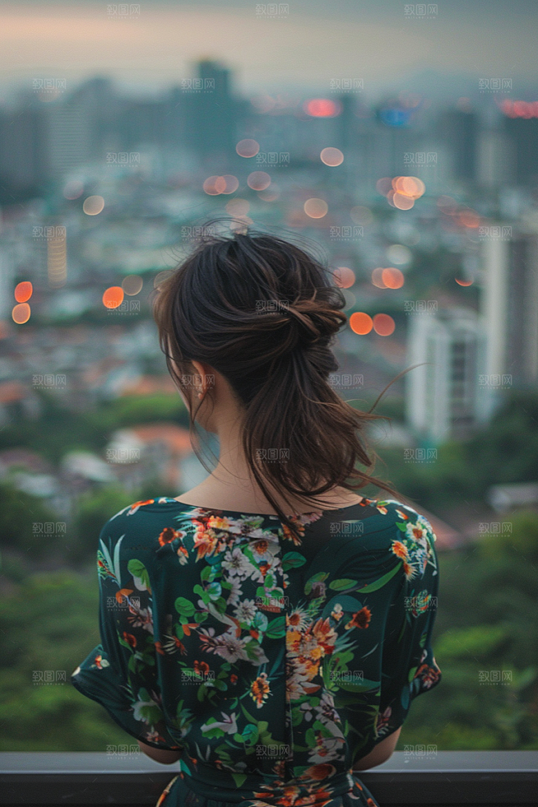 女生旅行背影高清辽阔摄影图