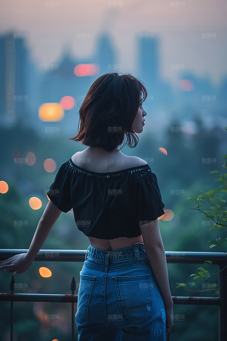 女生旅行背影高清风光摄影图