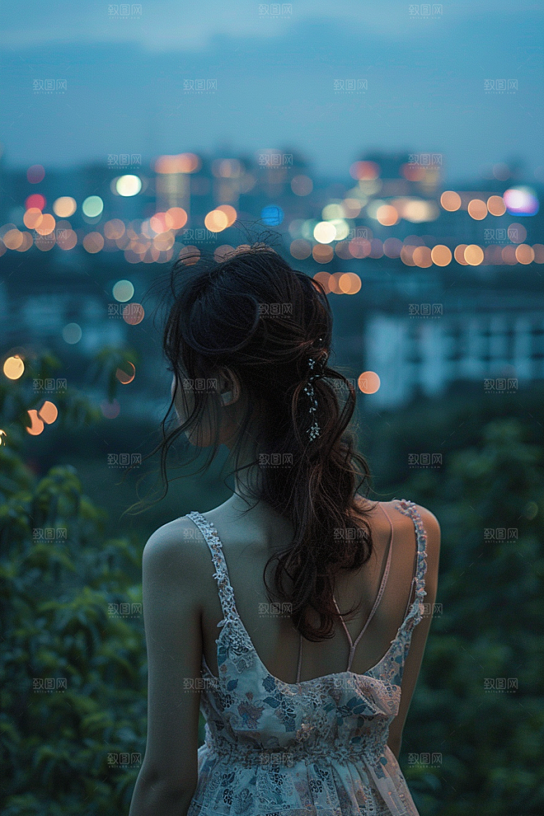 女生旅行背影户外辽阔摄影图