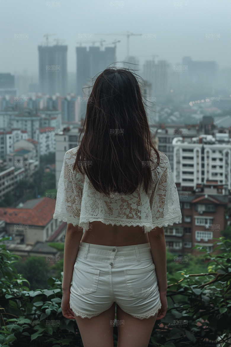 女生旅行背影自由行唯美摄影图