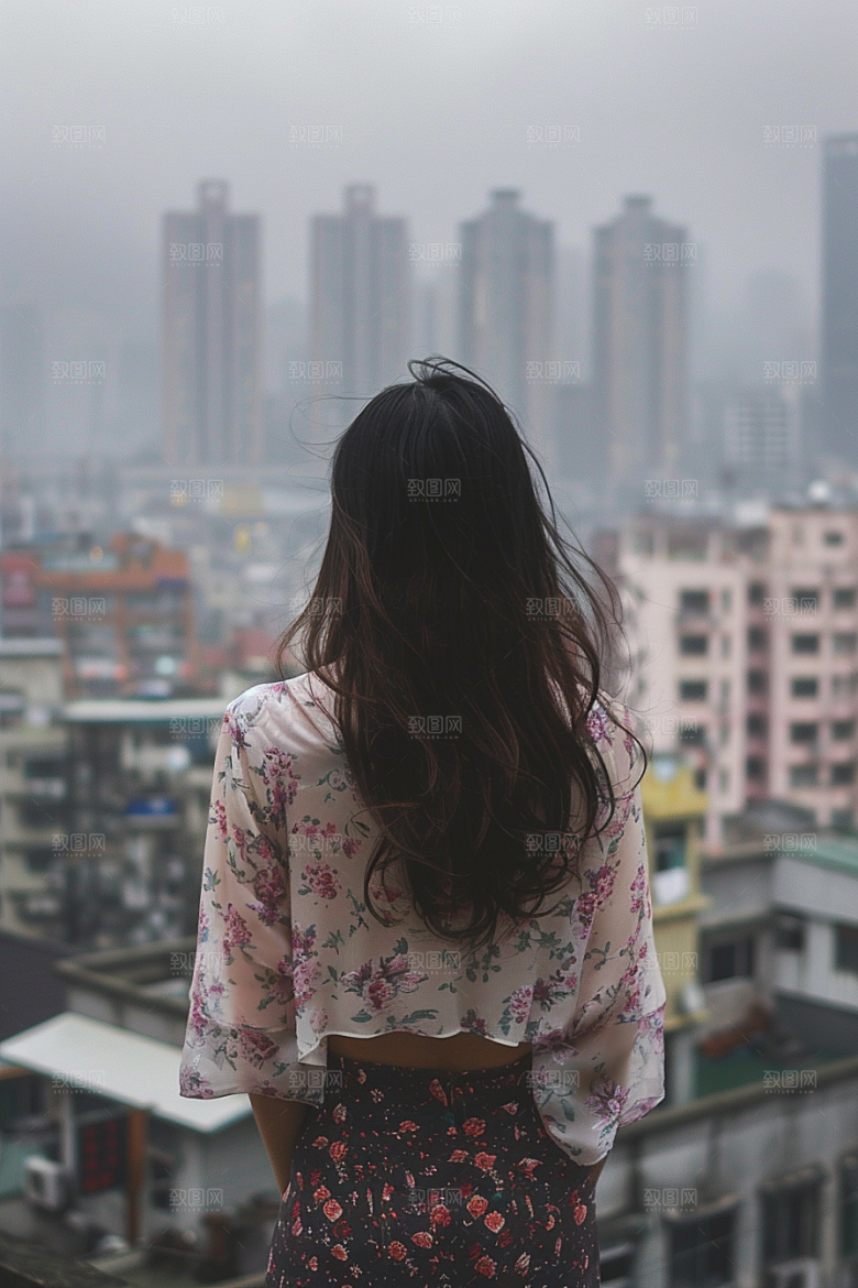 女生旅行背影高清风光摄影图