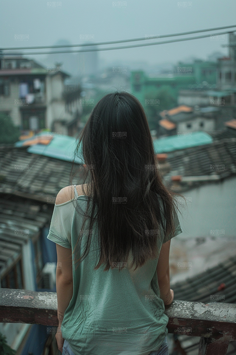 女生旅行背影高清辽阔摄影图