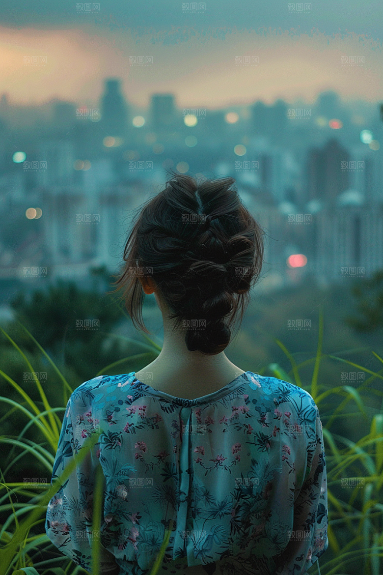 女生旅行背影探险自由行摄影图