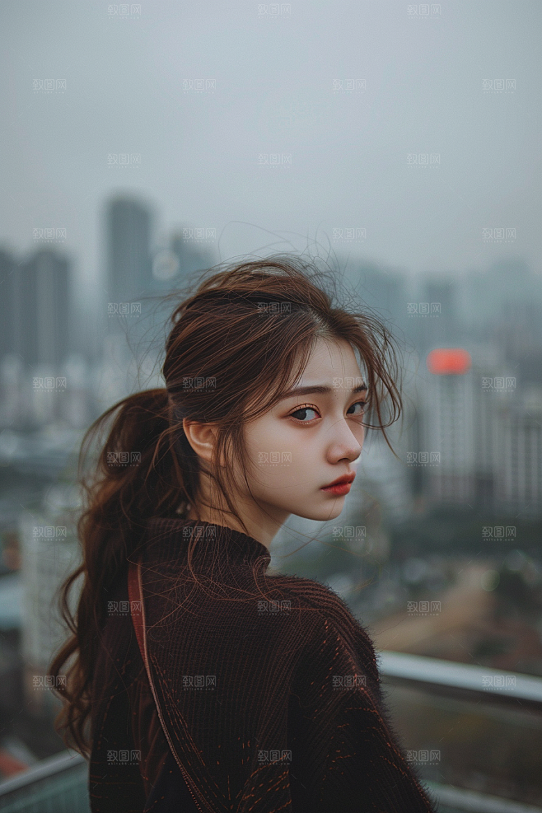 女生旅行背影唯美旅游摄影图