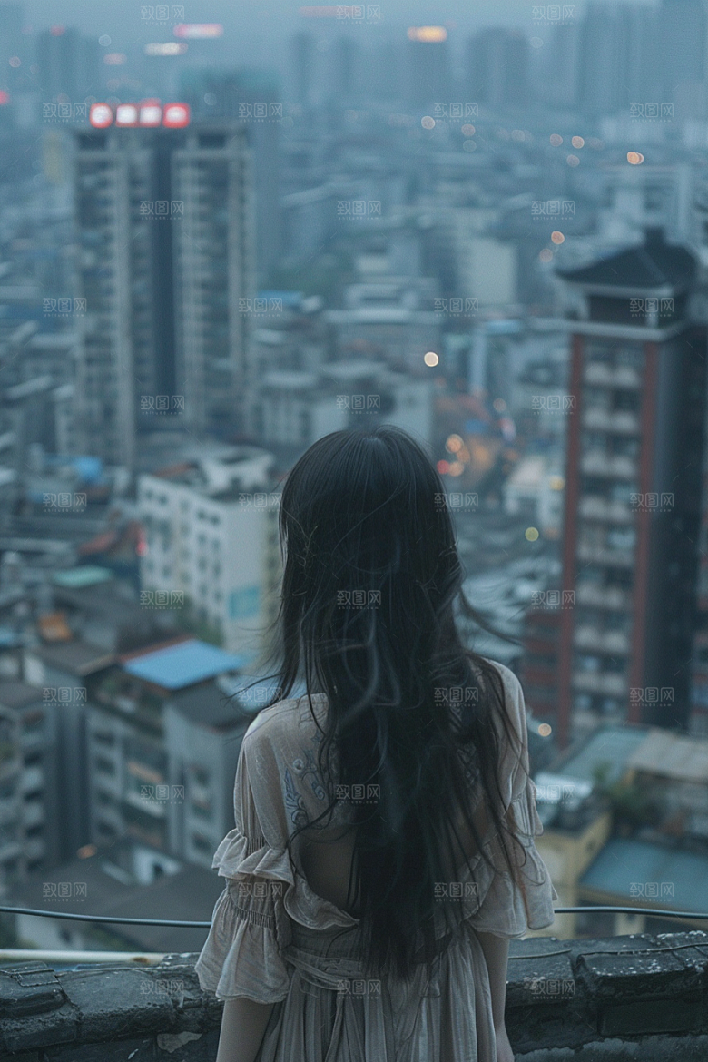女生旅行背影徒步高清摄影图