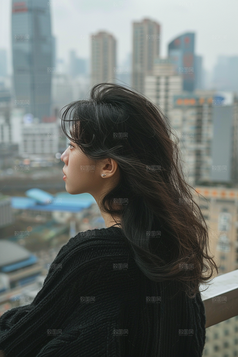 女生旅行背影高清自由行摄影图