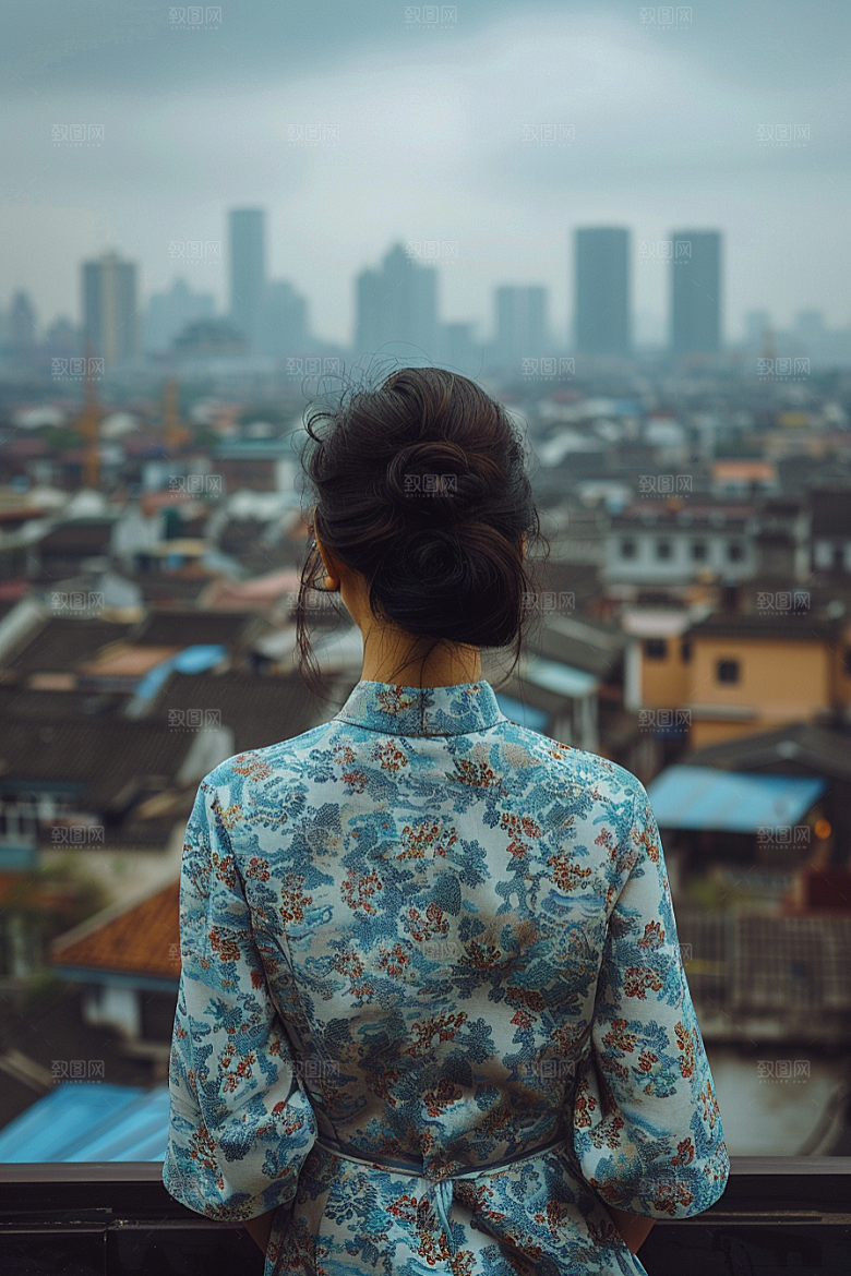 女生旅行背影人物唯美摄影图