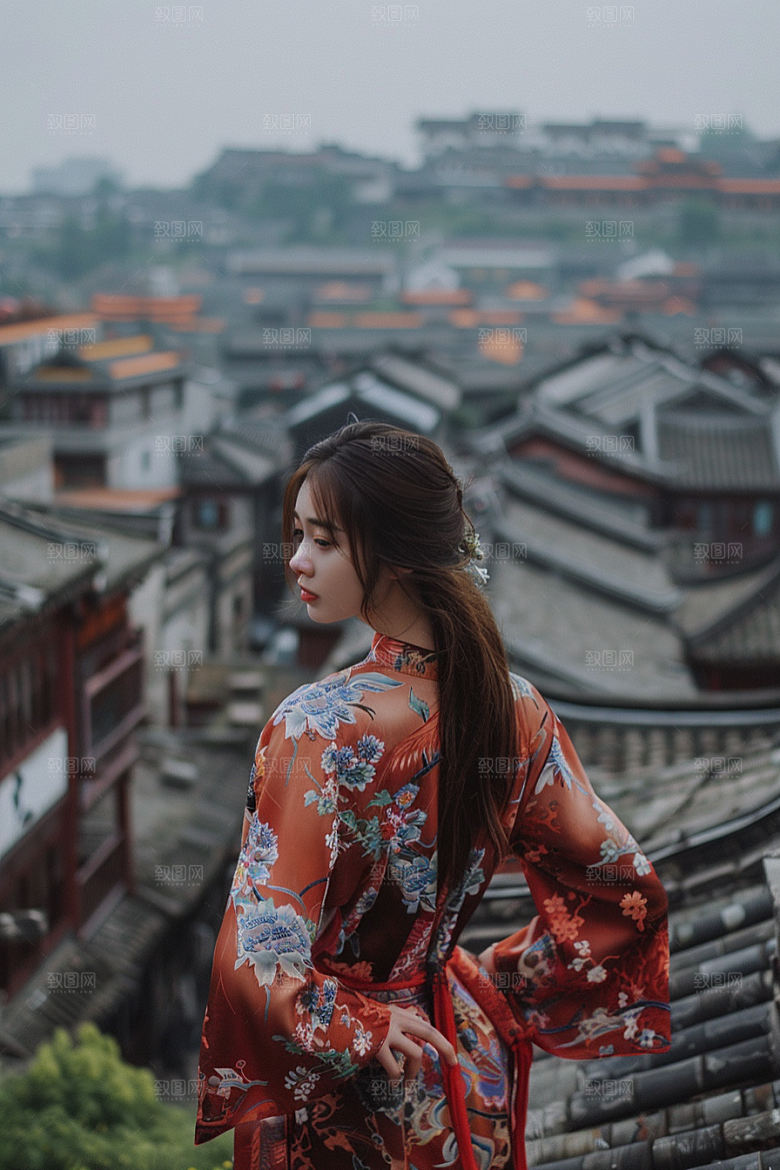 女生旅行背影自由行唯美摄影图