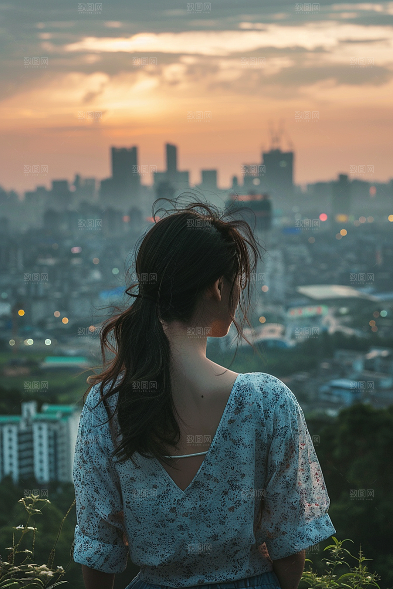 女生旅行背影风光旅游摄影图