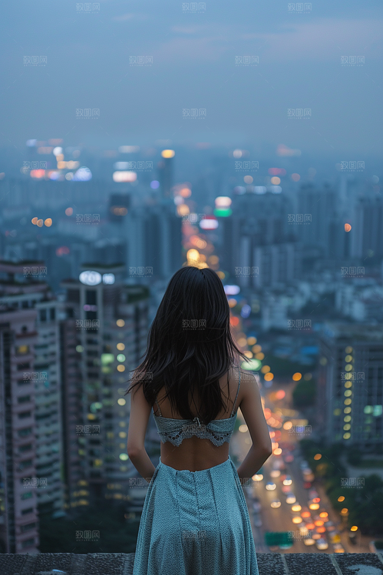 女生旅行背影辽阔徒步摄影图