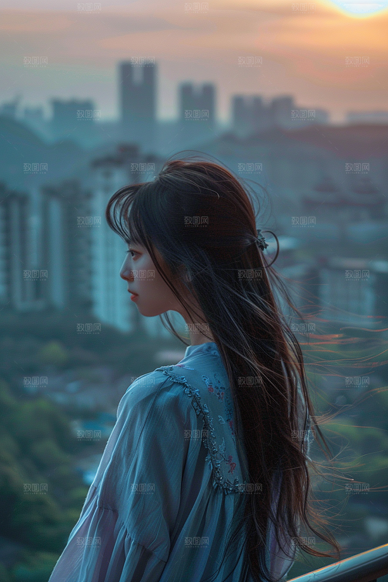 女生旅行背影自然人物摄影图