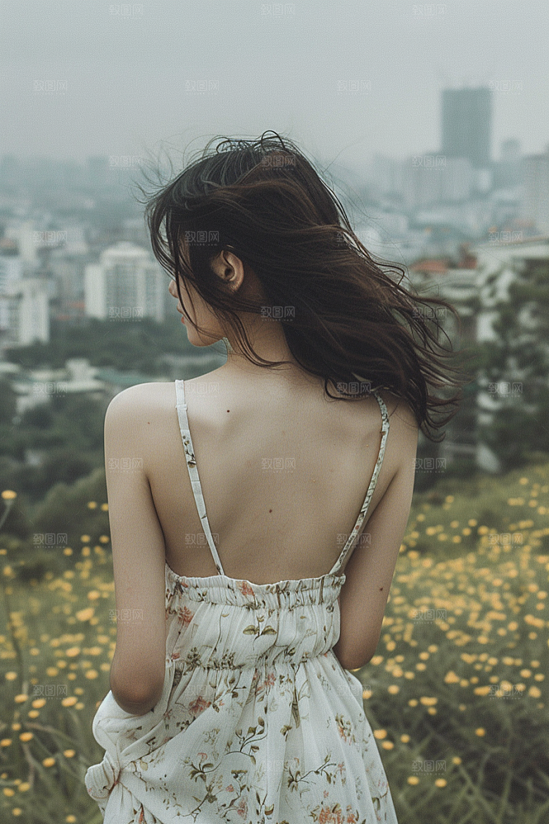 女生旅行背影风光旅游摄影图