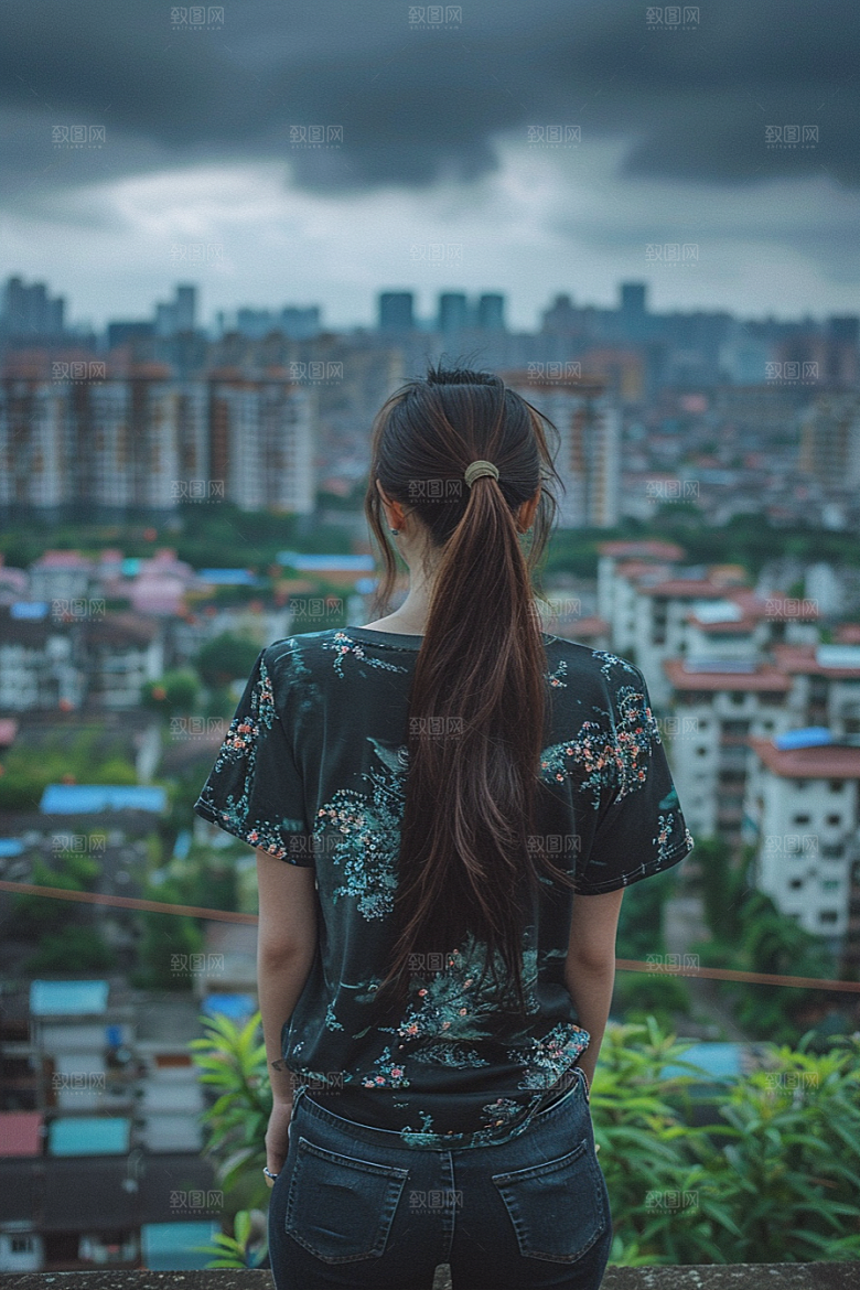 女生旅行背影高清风光摄影图