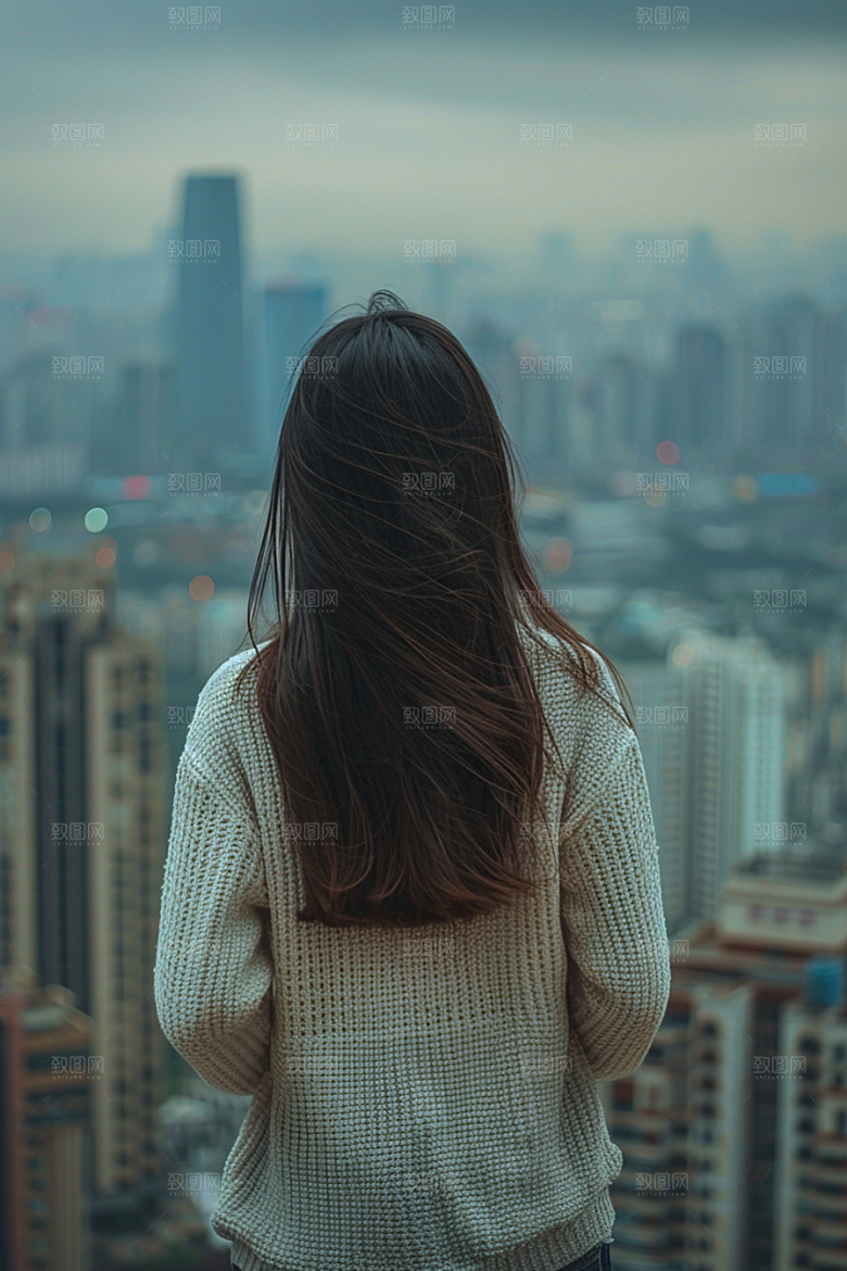 女生旅行背影辽阔唯美摄影图