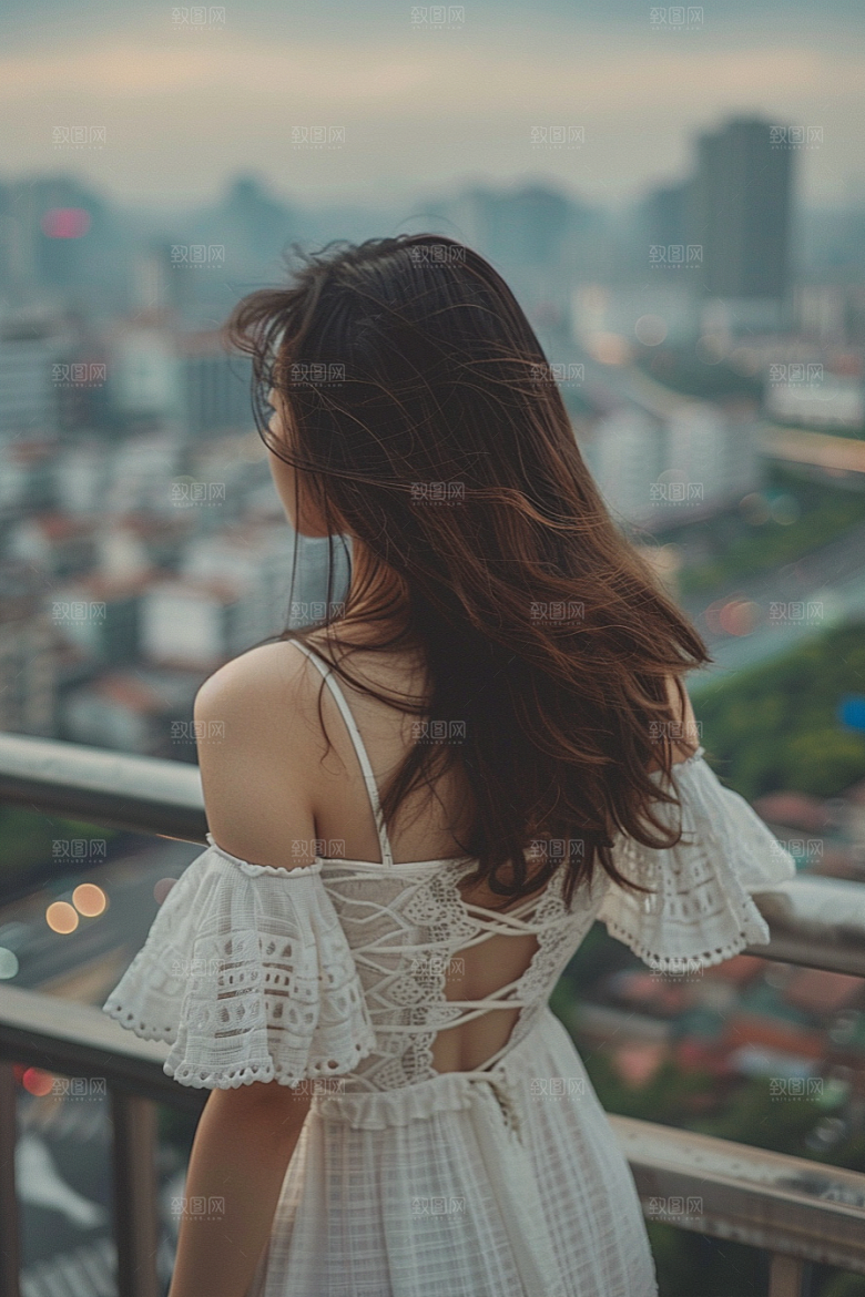 女生旅行背影户外自然摄影图