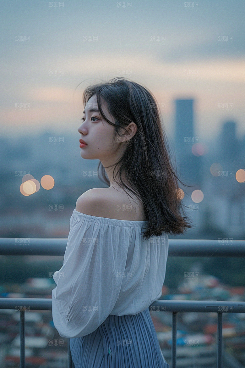 女生旅行背影探险辽阔摄影图