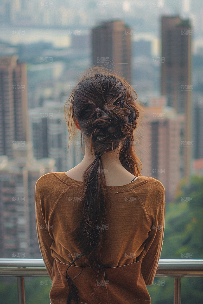 女生旅行背影自然户外摄影图