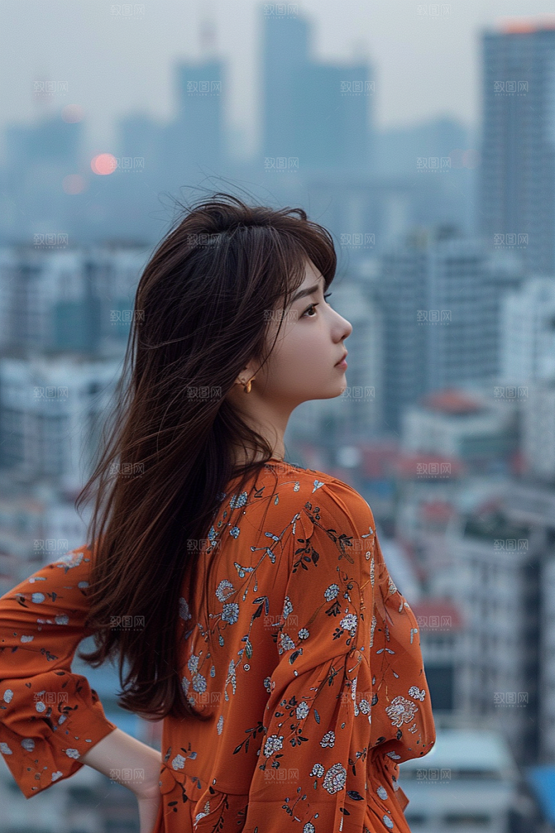 女生旅行背影自然人物摄影图