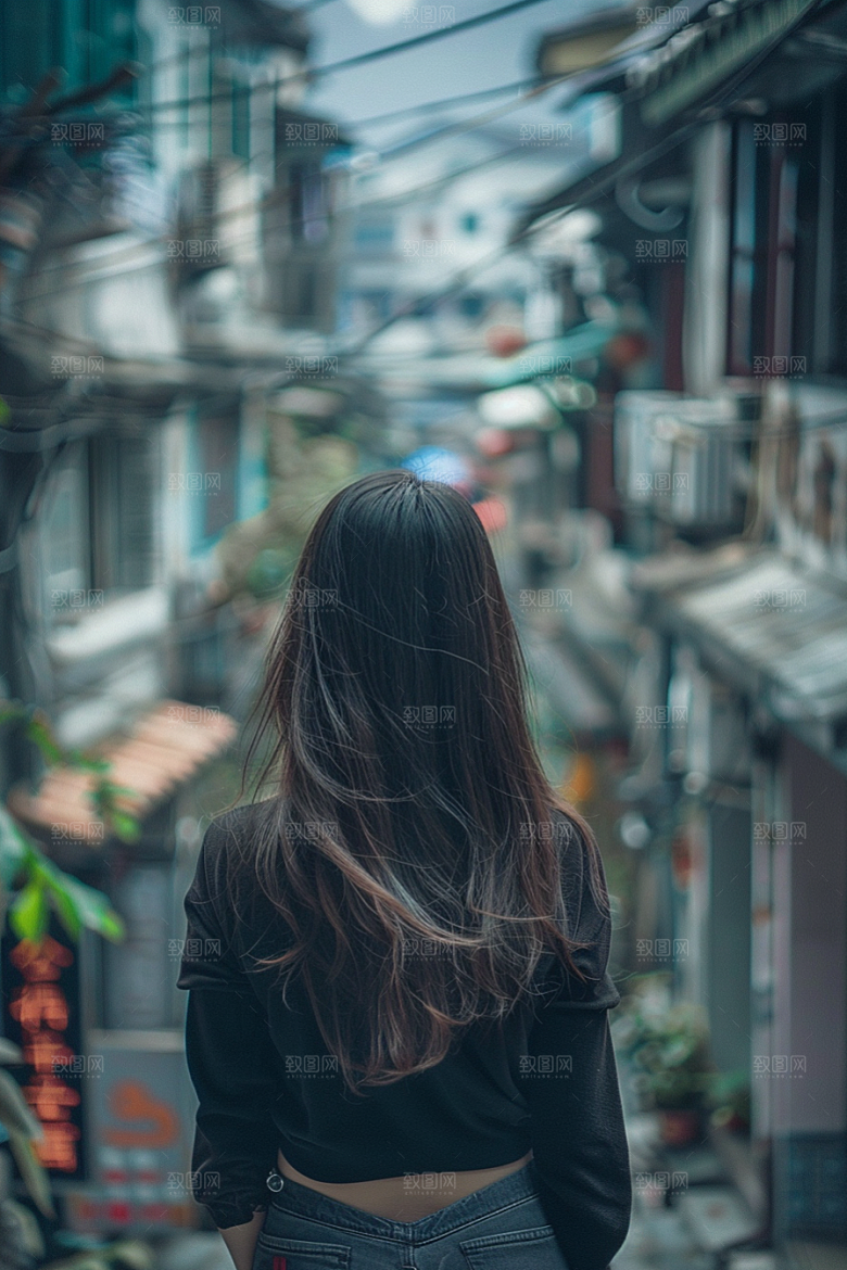 女生旅行背影自然人物摄影图