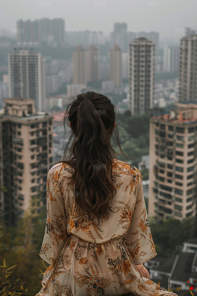 女生旅行背影旅游风光摄影图