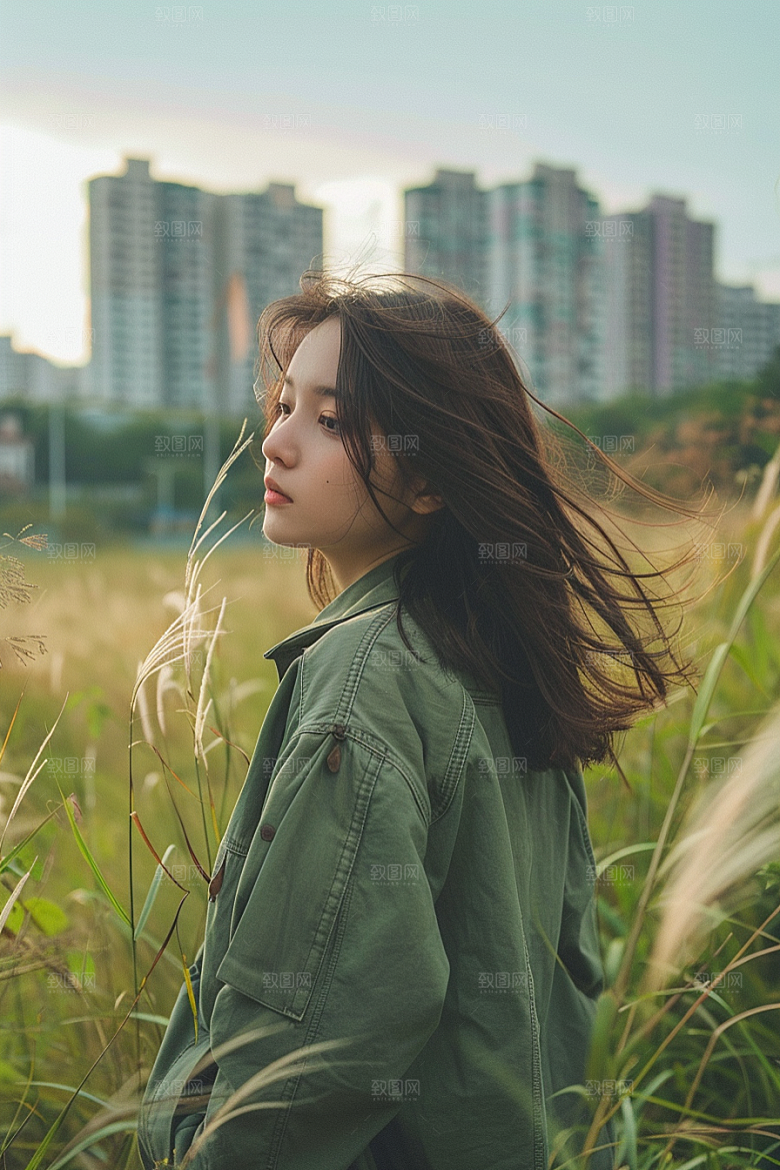 女生旅行背影自由行高清摄影图