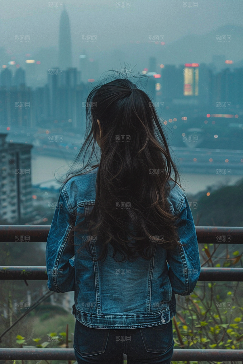 女生旅行背影风光高清摄影图